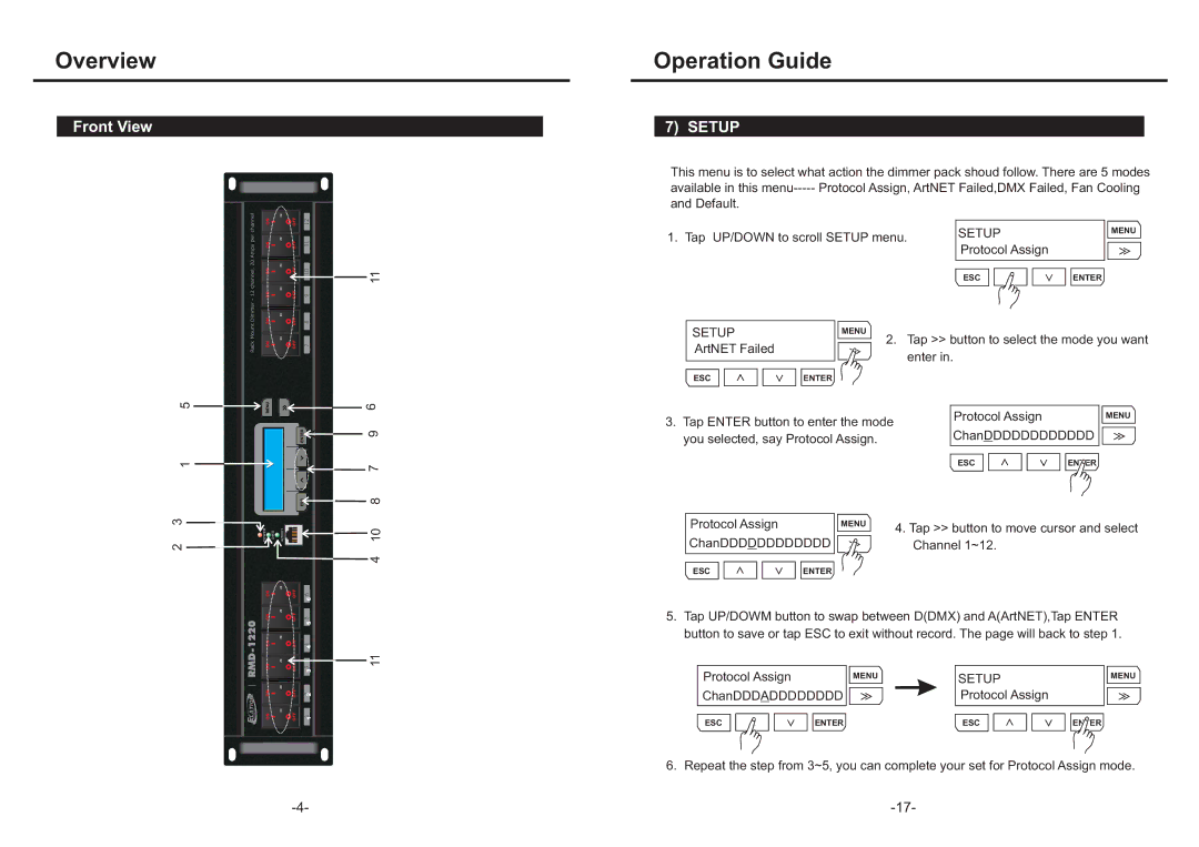 Elation Professional RMD-1220 manual Overview, Setup 