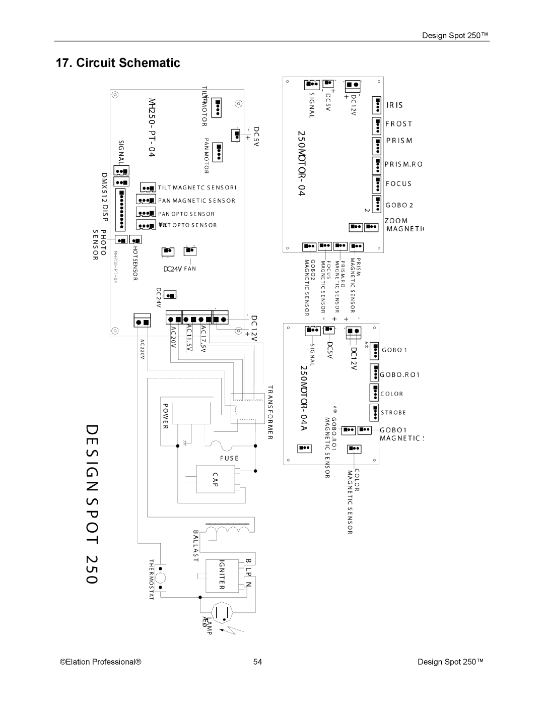 Elation Professional Spot 250 manual Circuit Schematic 