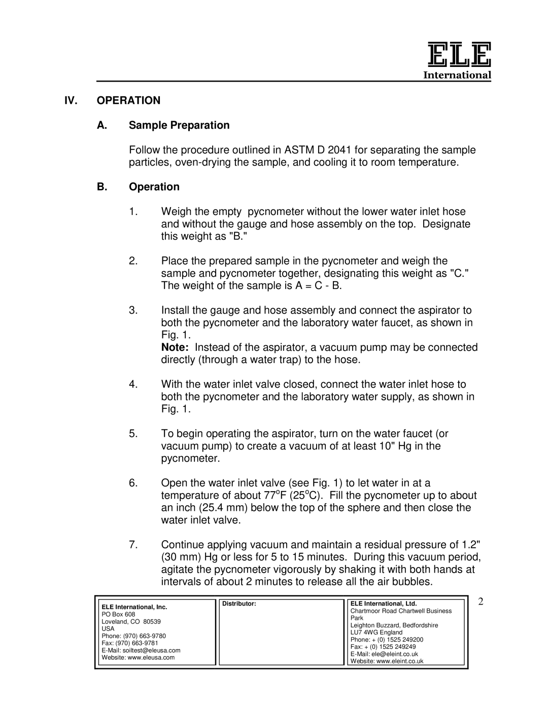 Ele 45-9300 manual IV. Operation, Sample Preparation 