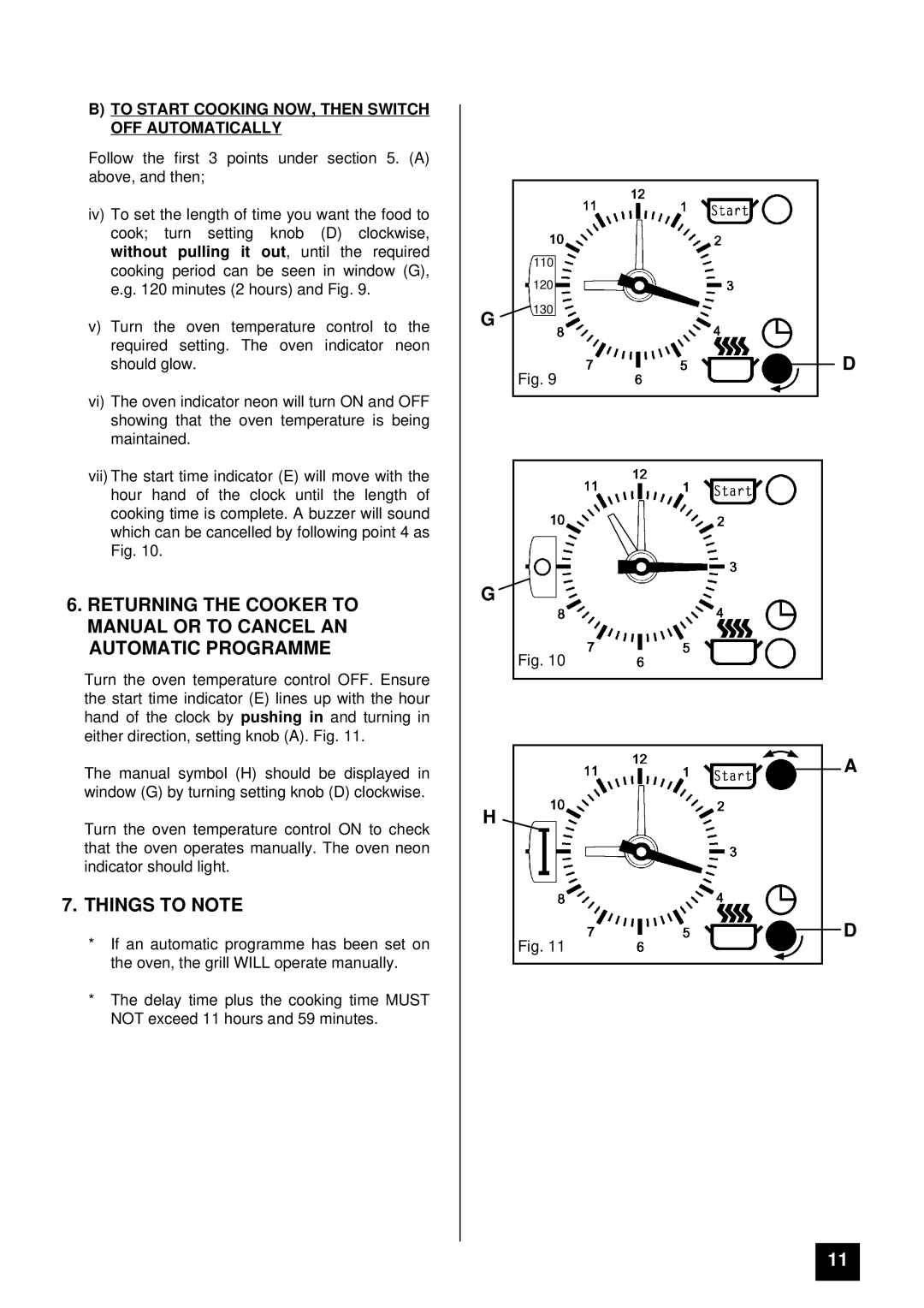 Electra Accessories EL 235 manual Things to Note, To Start Cooking NOW, then Switch OFF Automatically 