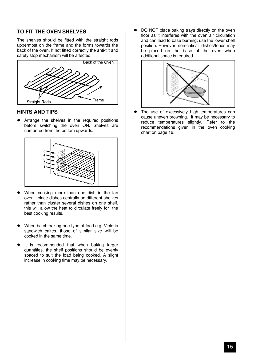 Electra Accessories EL 305C manual To FIT the Oven Shelves, LHINTS and Tips 