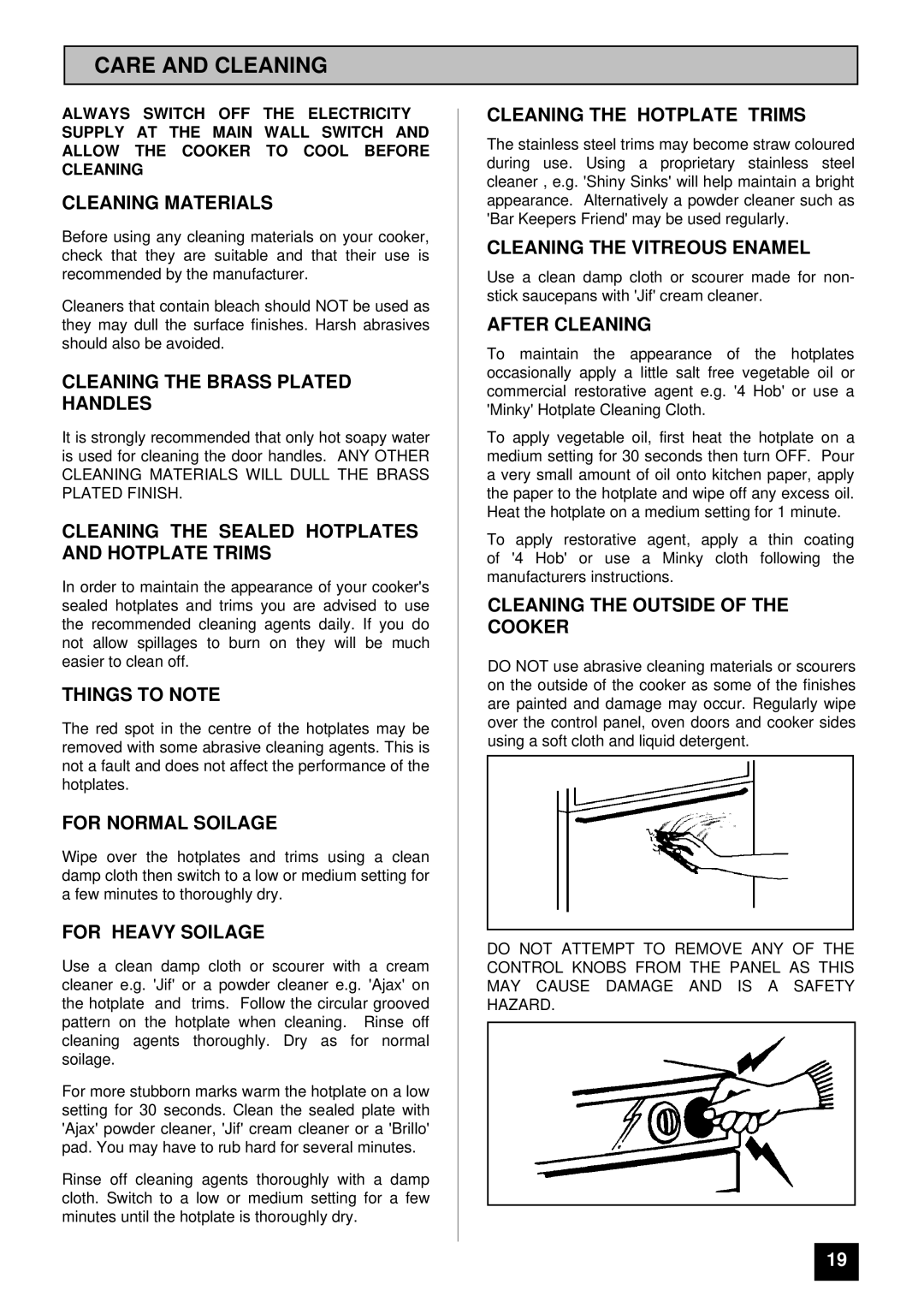 Electra Accessories EL 305C manual Care and Cleaning 