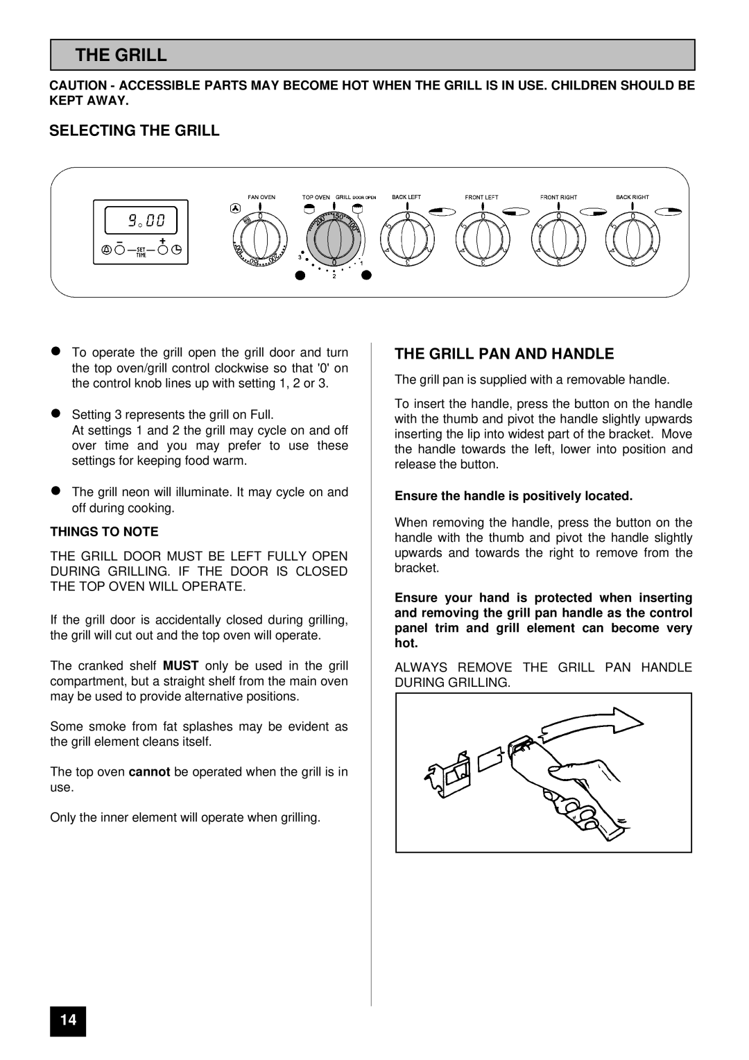 Electra Accessories EL 370 manual Selecting the Grill, Grill PAN and Handle, Things to Note 