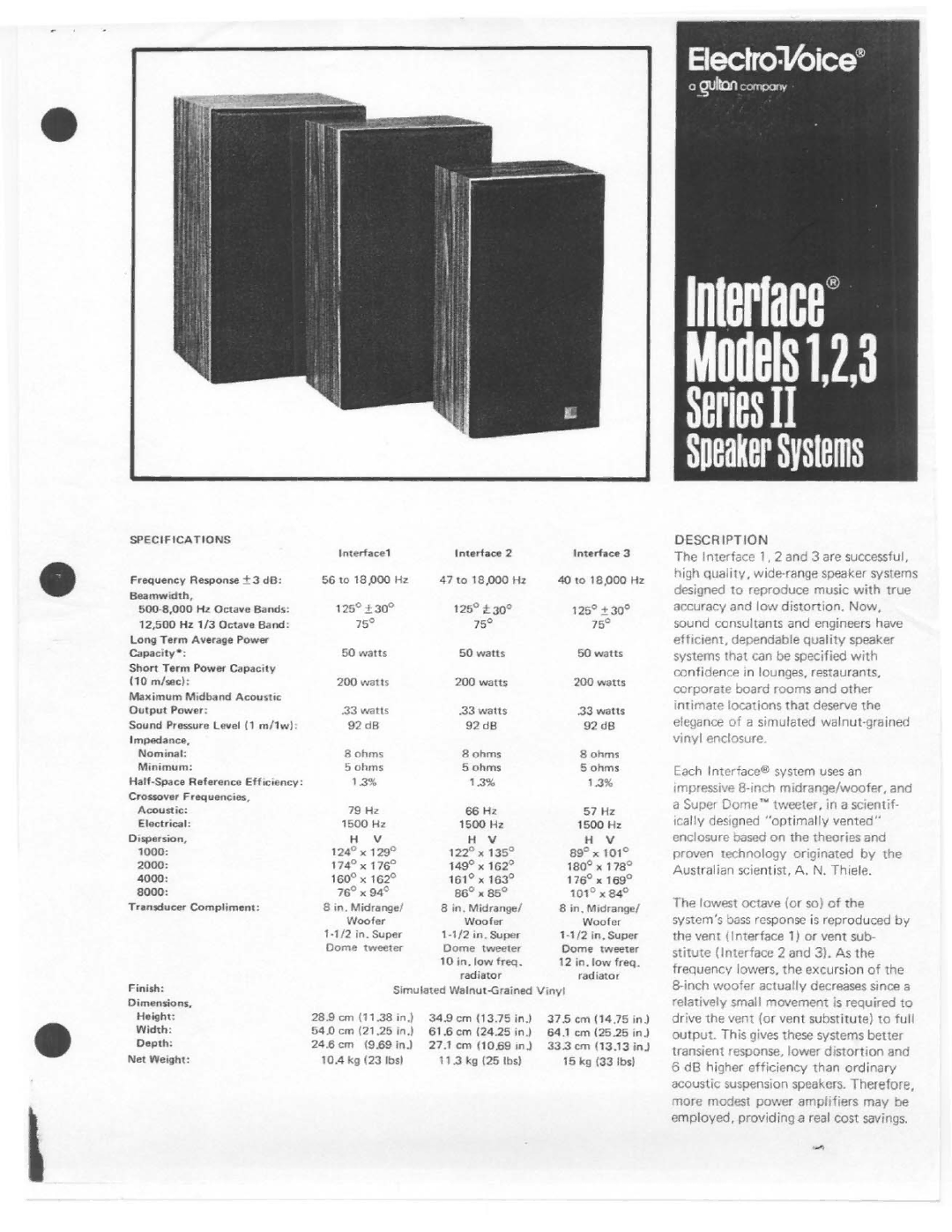 Electro-Voice 2 Series II, 1 Series II, 3 Series II manual 