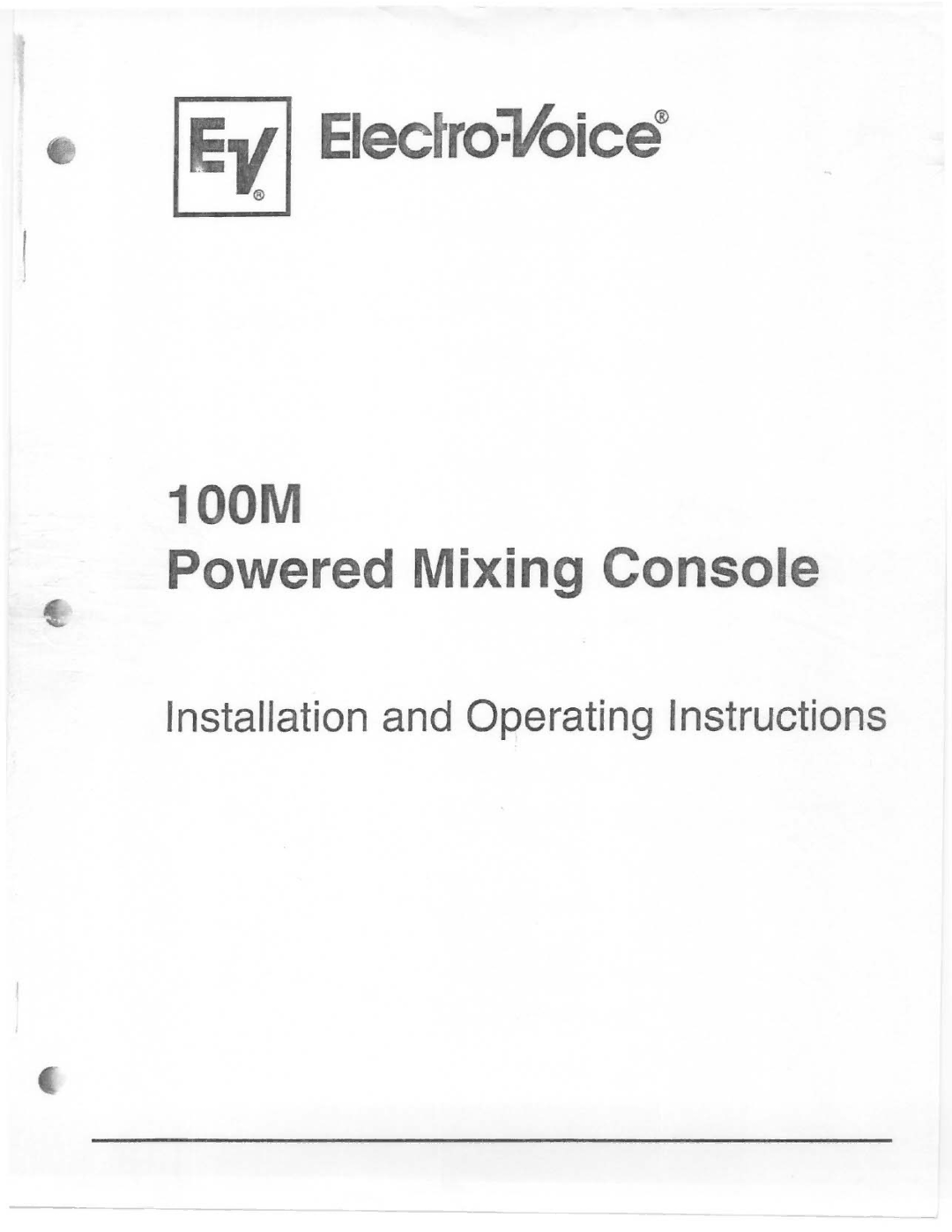 Electro-Voice 100M manual 