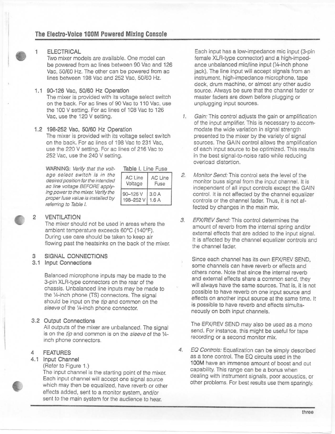 Electro-Voice 100M manual 