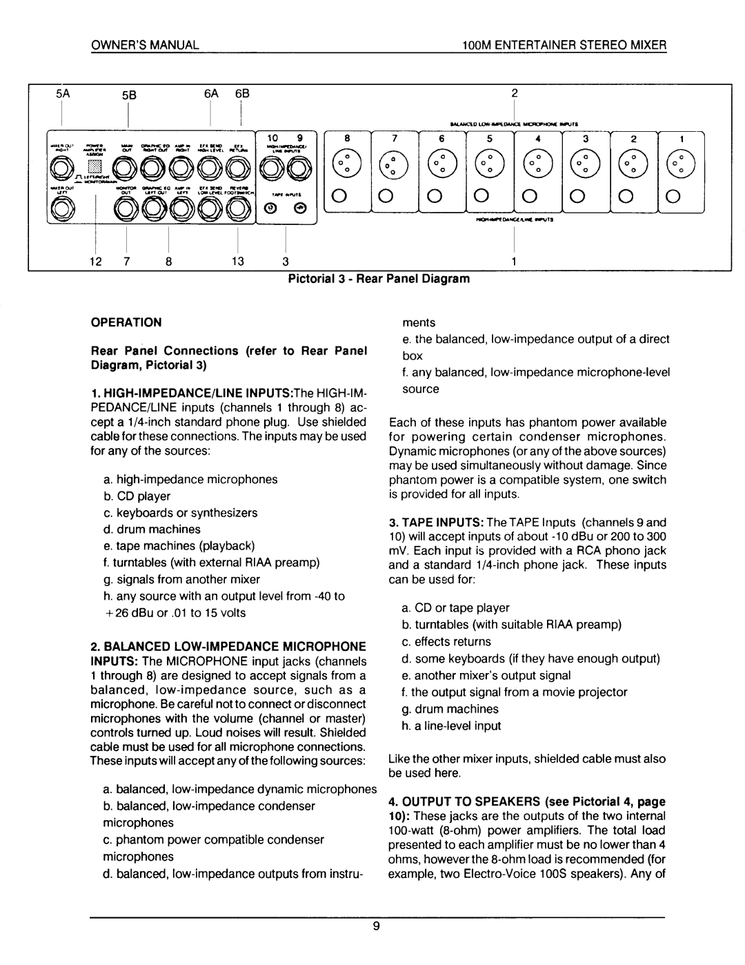 Electro-Voice 100M manual 