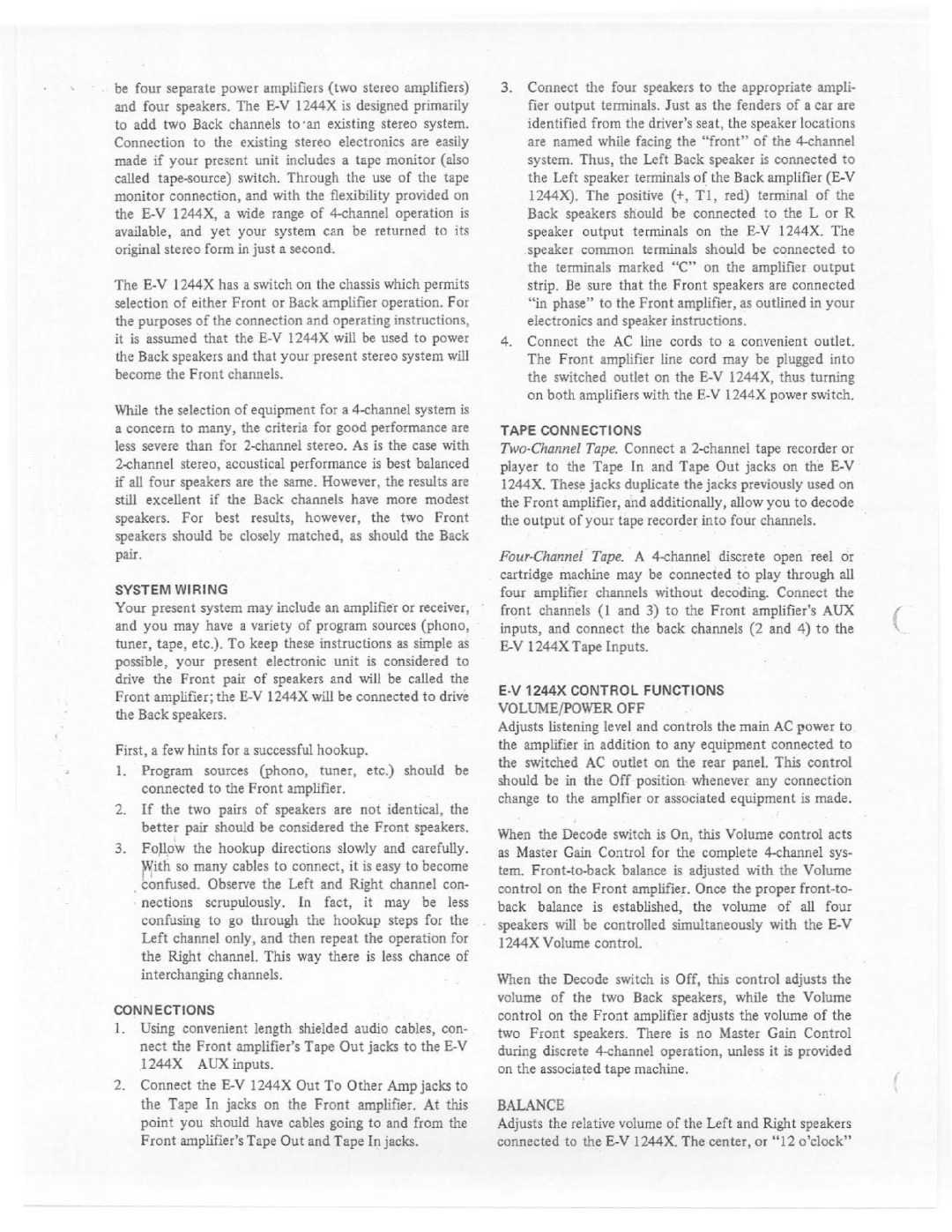 Electro-Voice 1244X manual 