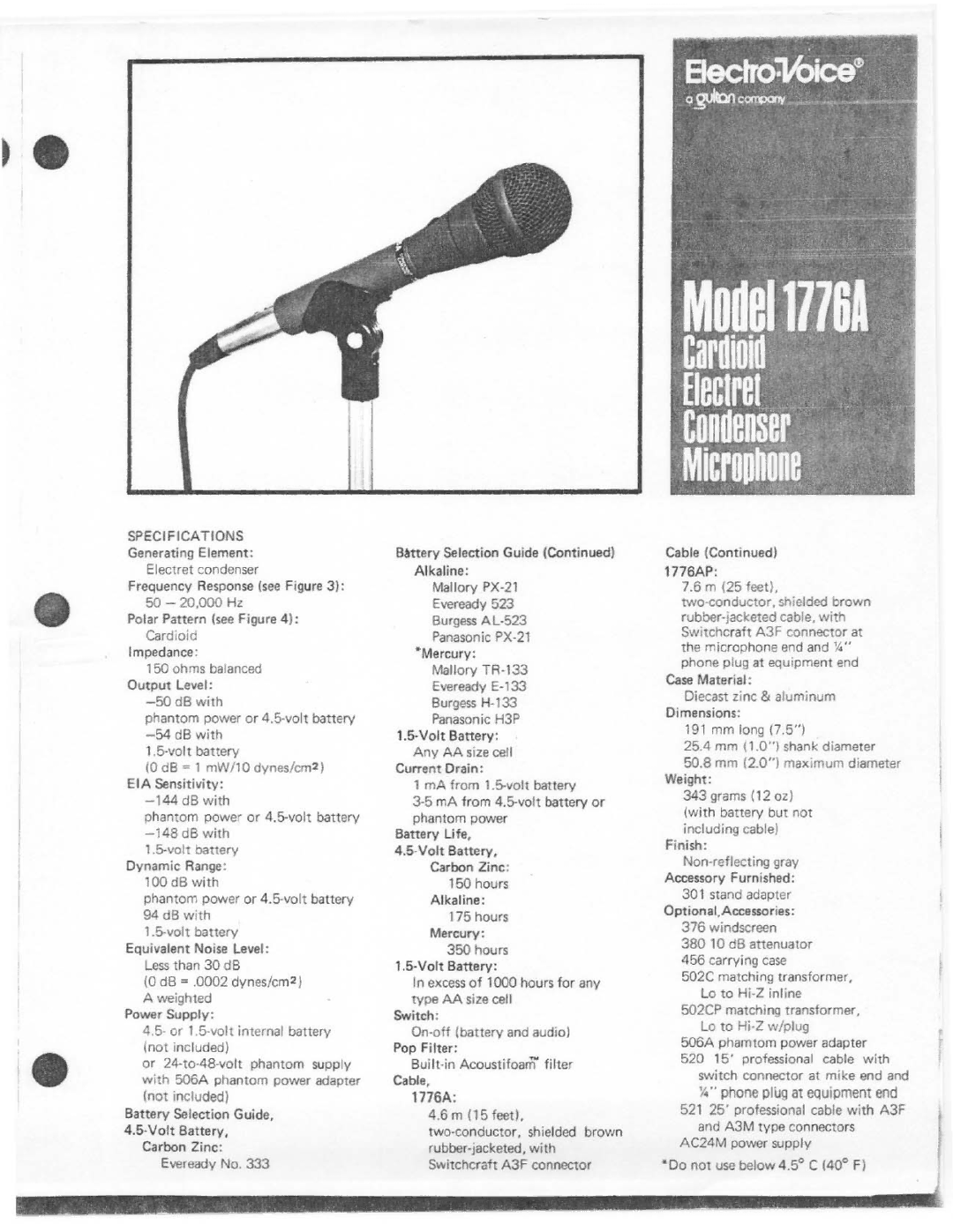 Electro-Voice 1776A manual 