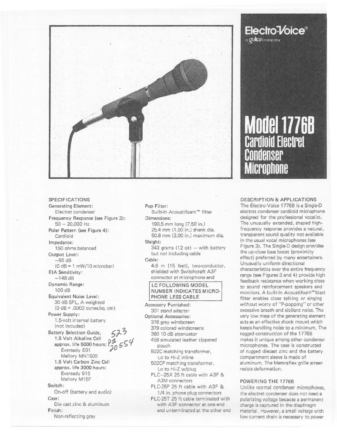 Electro-Voice 1776B manual 