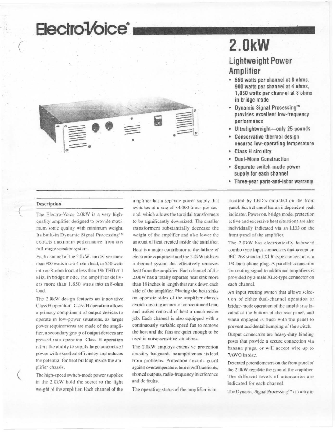 Electro-Voice 2.0kW manual 