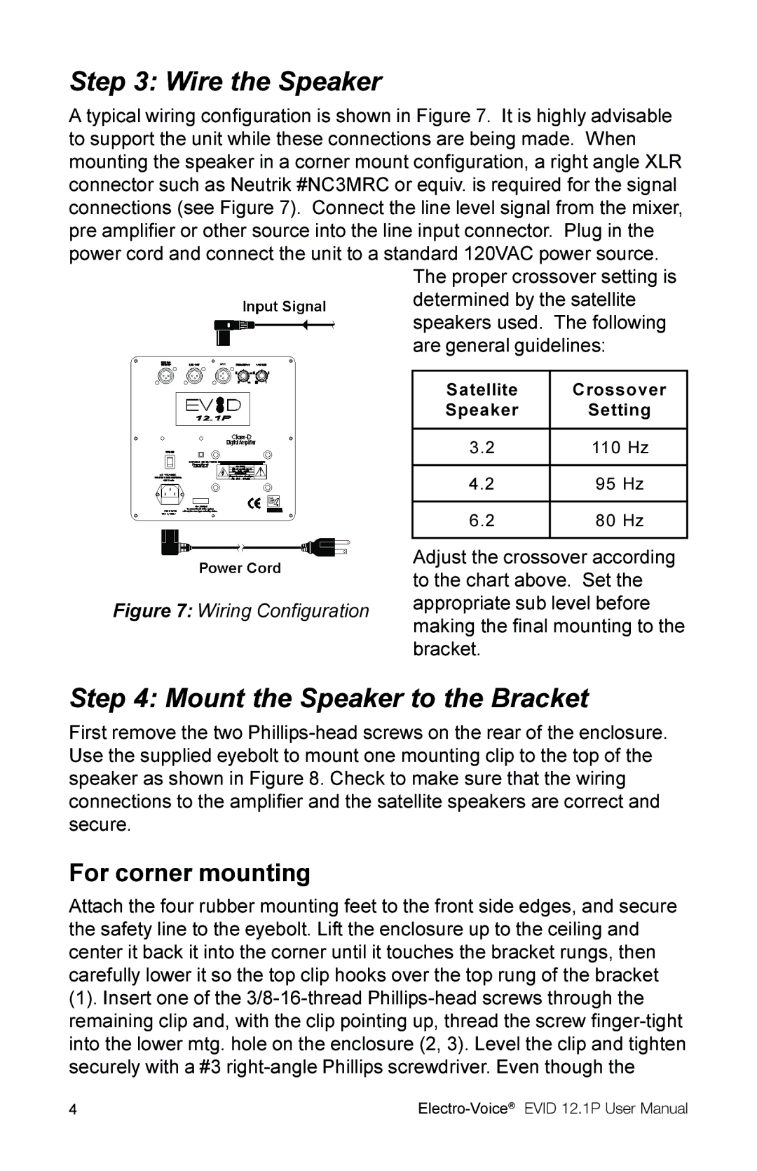 Electro-Voice 2.1P user manual Wire the Speaker, Mount the Speaker to the Bracket 