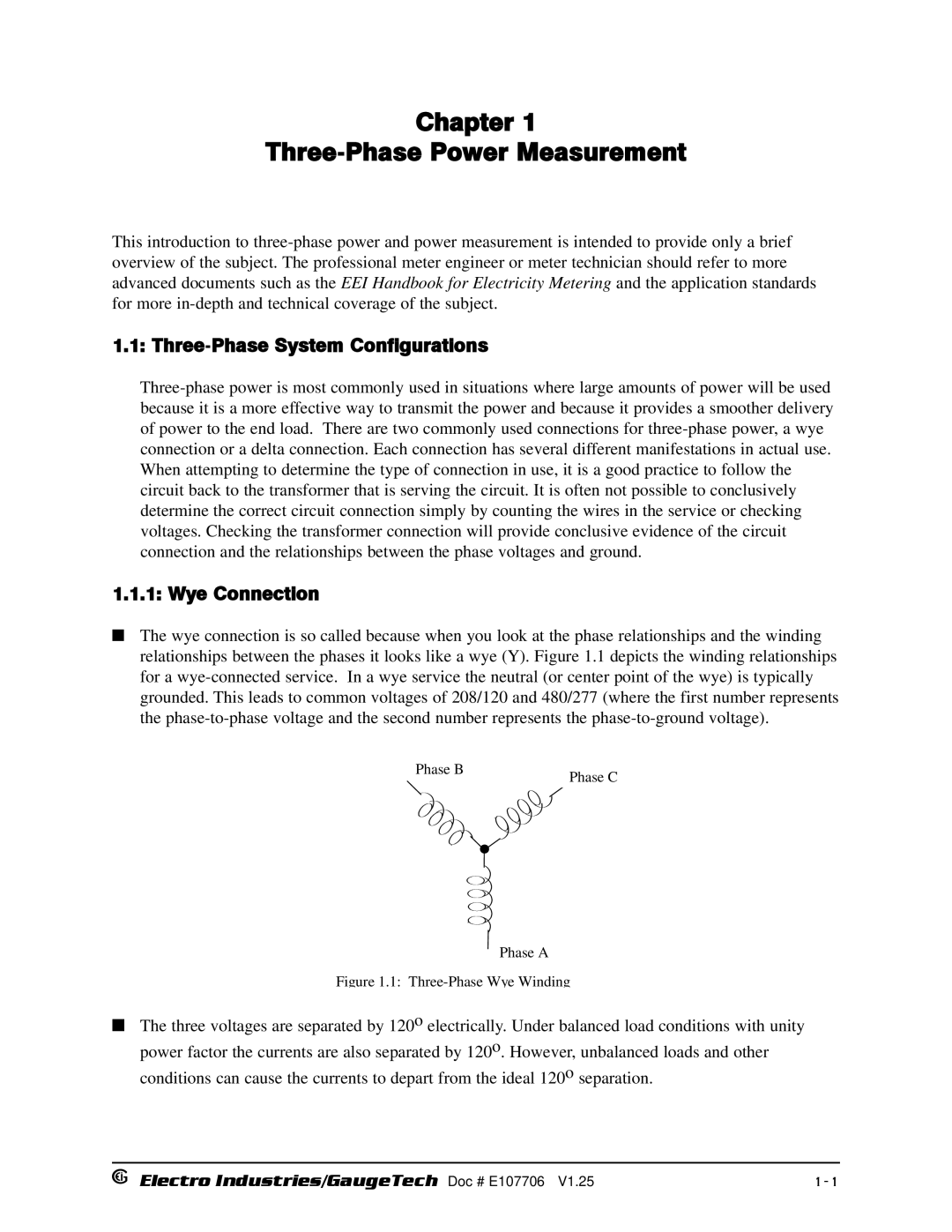 Electro-Voice 1252, 250 Chapter Three-Phase Power Measurement, Three-Phase System Configurations, Wye Connection 