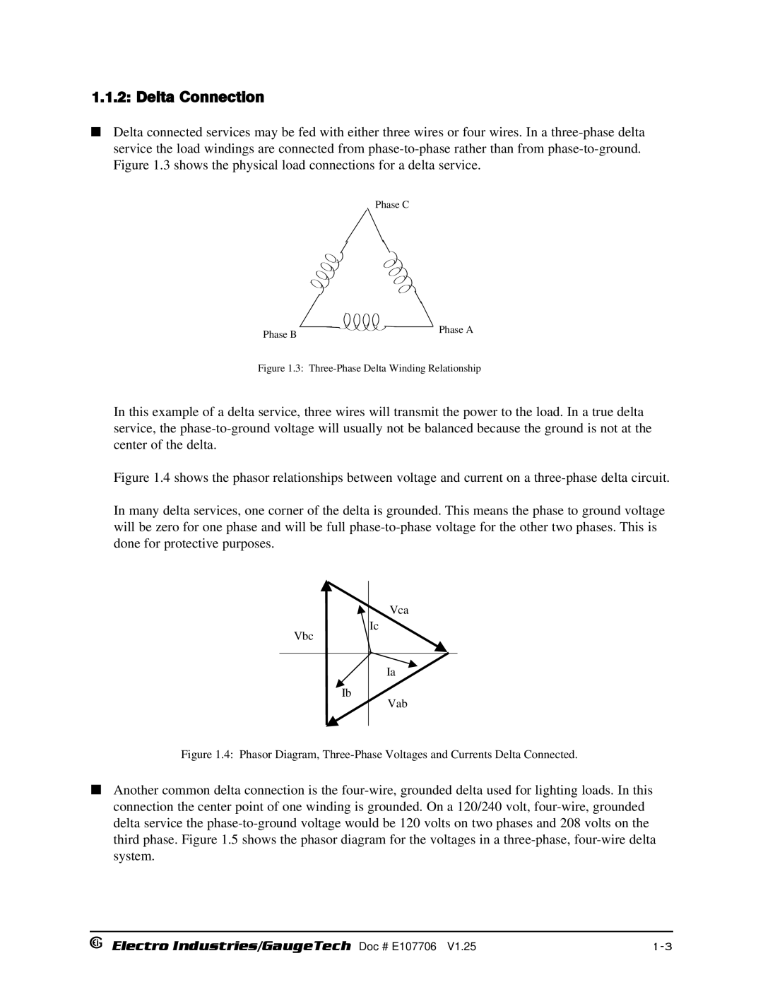 Electro-Voice 1252, 250 operation manual Delta Connection, Three-Phase Delta Winding Relationship 