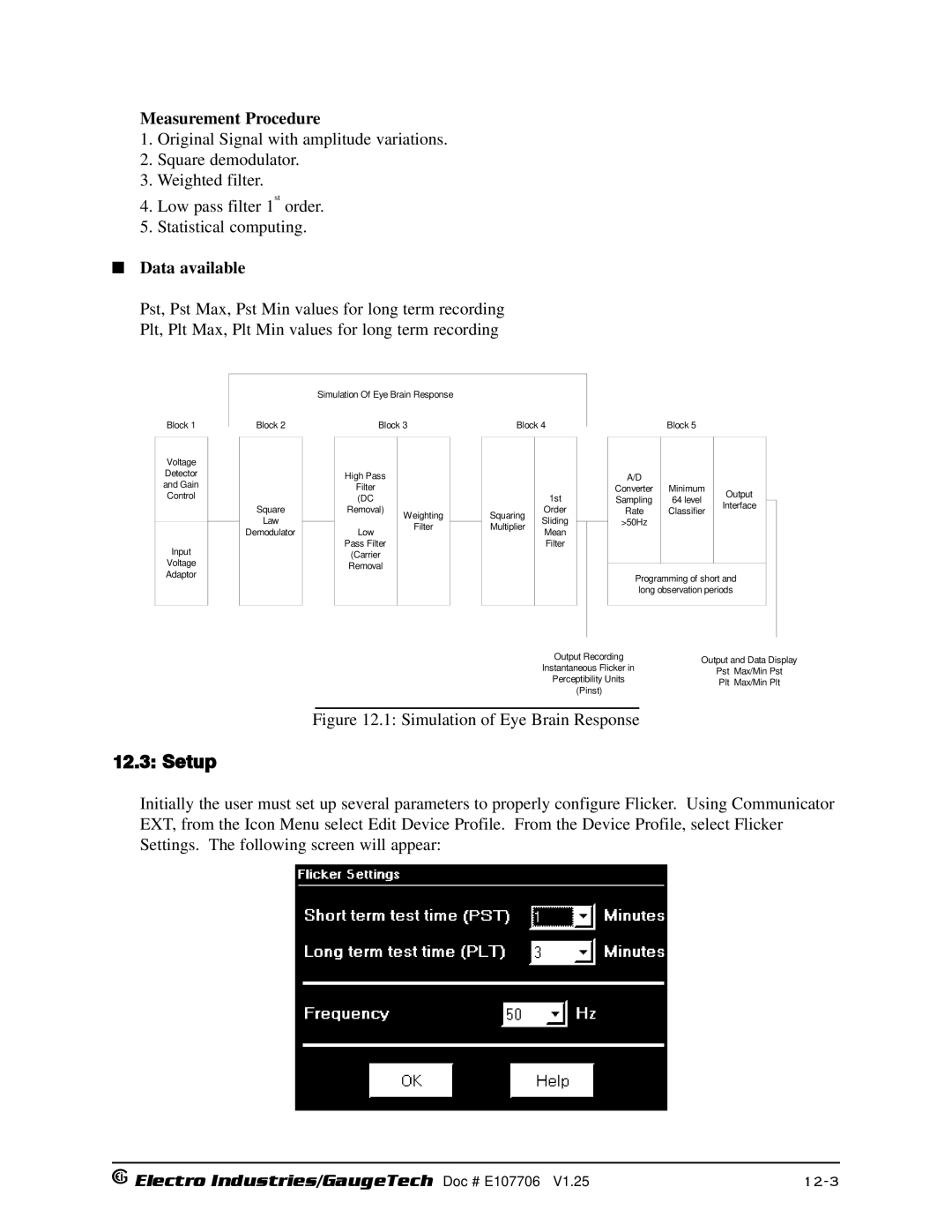 Electro-Voice 1252, 250 operation manual Setup, Measurement Procedure, Data available 