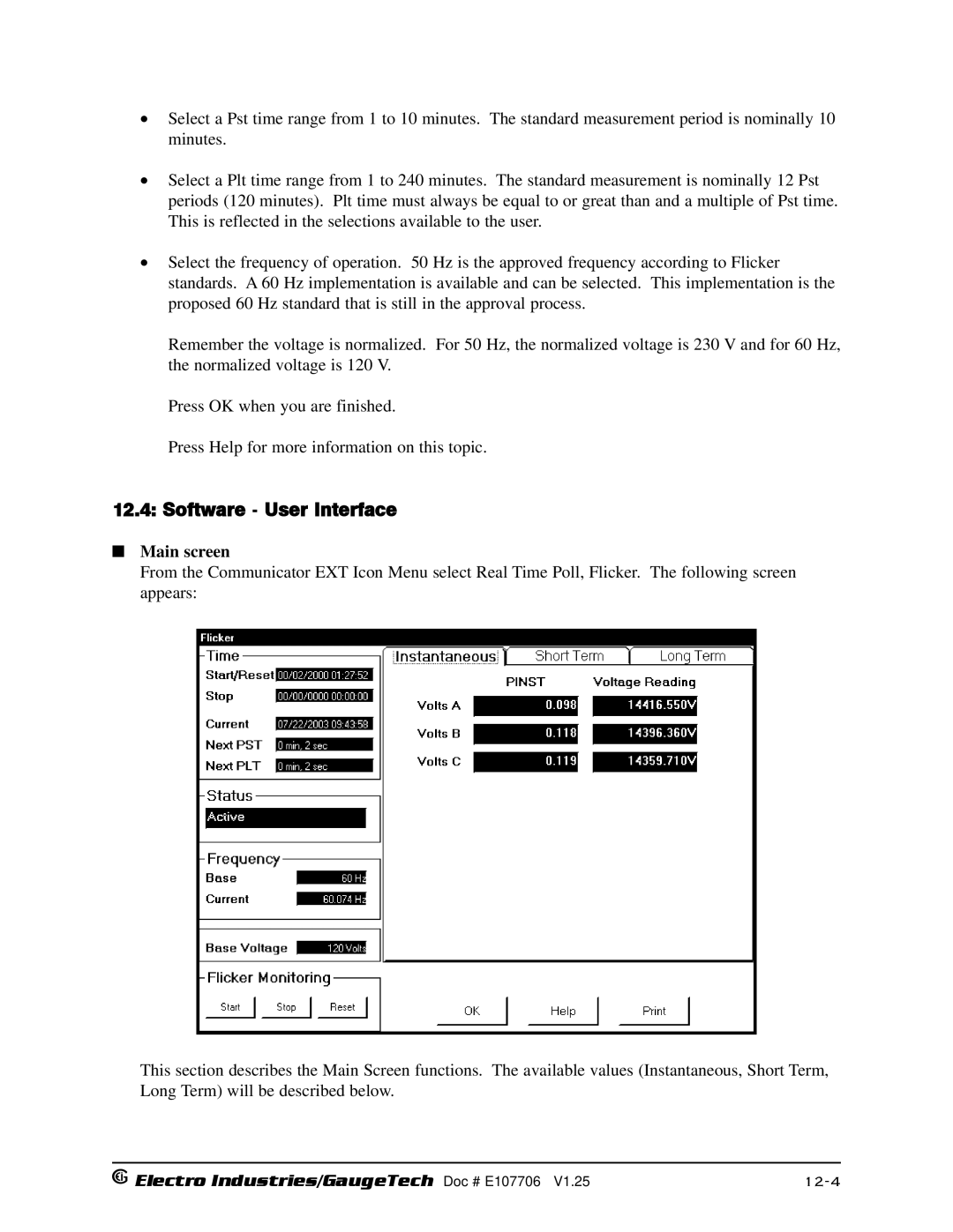 Electro-Voice 250, 1252 operation manual Software User Interface, Main screen 