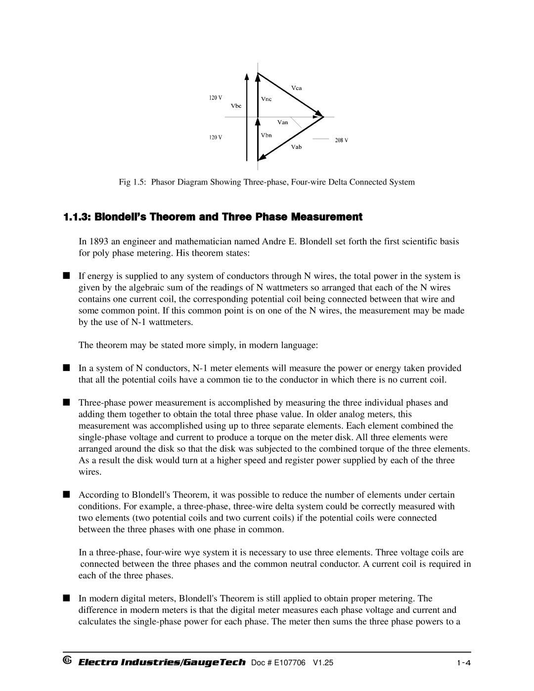 Electro-Voice 250, 1252 operation manual Blondell’s Theorem and Three Phase Measurement 