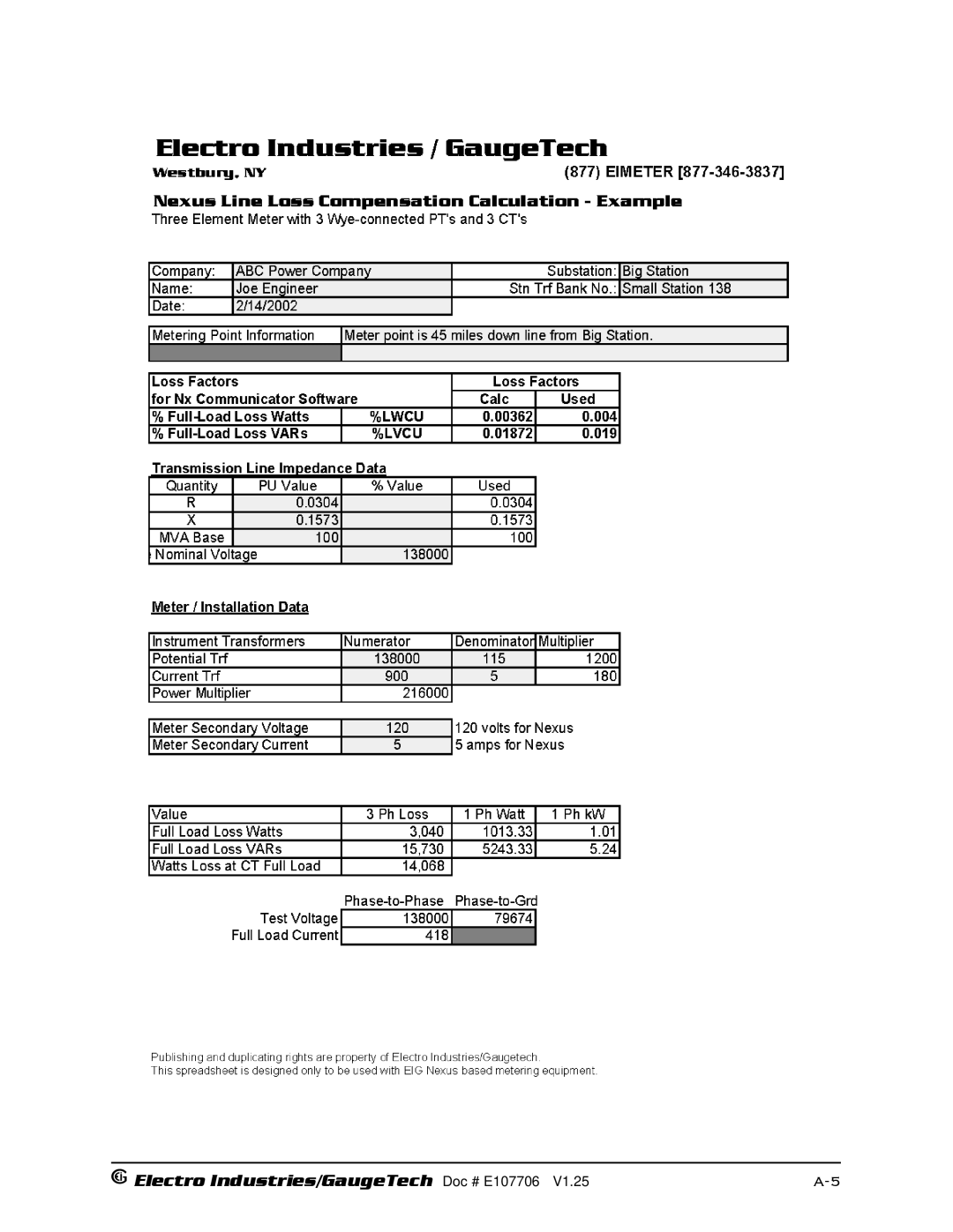 Electro-Voice 1252, 250 operation manual Electro Industries/GaugeTech Doc # E107706 