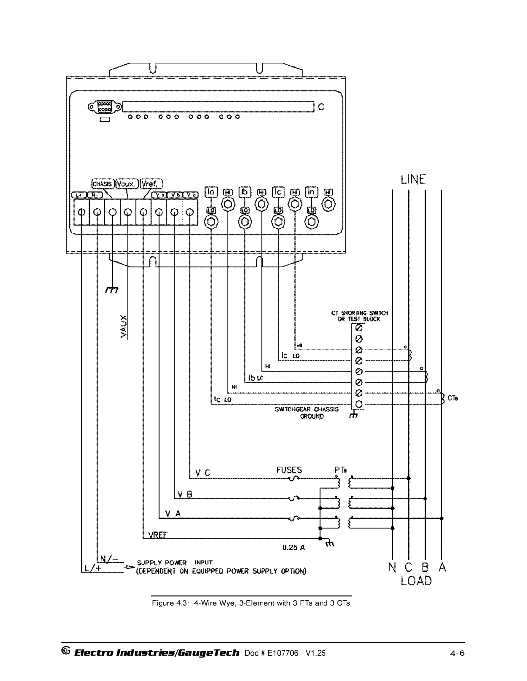 Electro-Voice 250, 1252 operation manual Wire Wye, 3-Element with 3 PTs and 3 CTs 