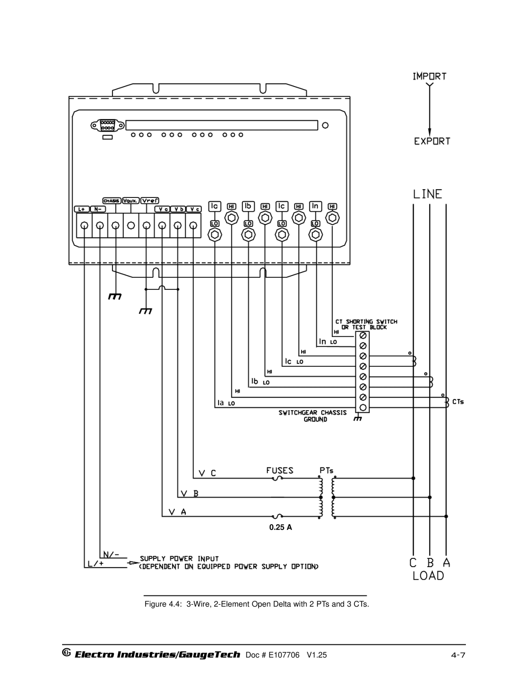 Electro-Voice 1252, 250 operation manual Wire, 2-Element Open Delta with 2 PTs and 3 CTs 