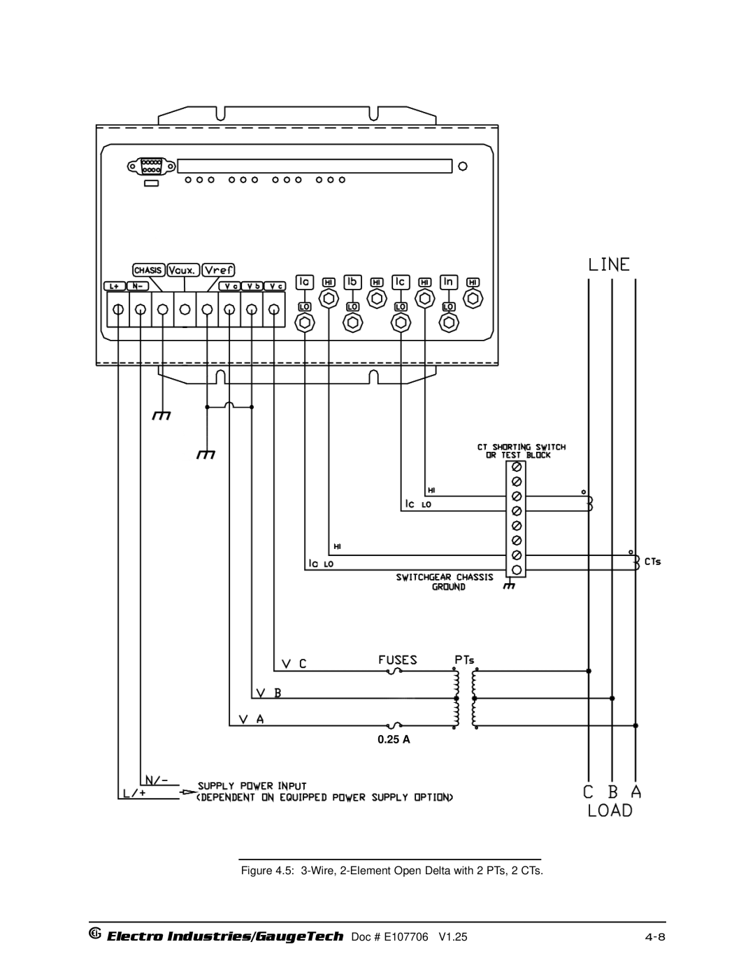 Electro-Voice 250, 1252 operation manual Wire, 2-Element Open Delta with 2 PTs, 2 CTs 