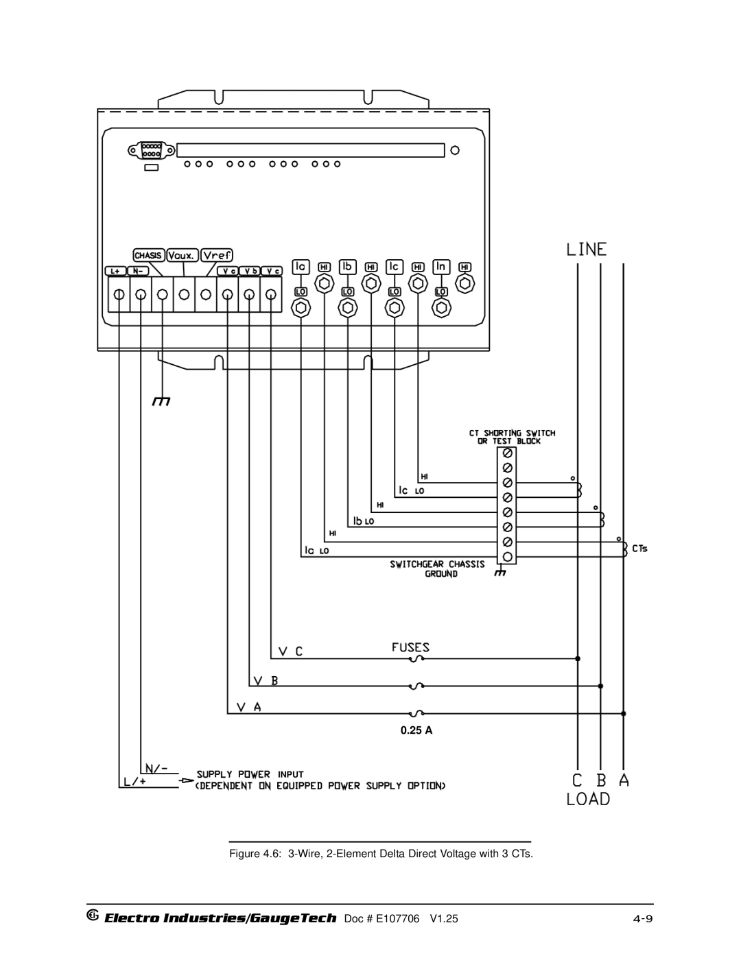 Electro-Voice 1252, 250 operation manual Wire, 2-Element Delta Direct Voltage with 3 CTs 