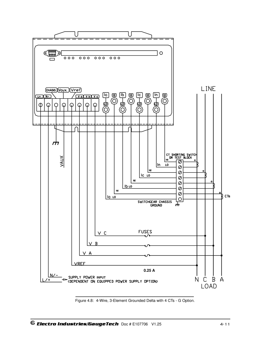 Electro-Voice 1252, 250 operation manual Wire, 3-Element Grounded Delta with 4 CTs G Option 