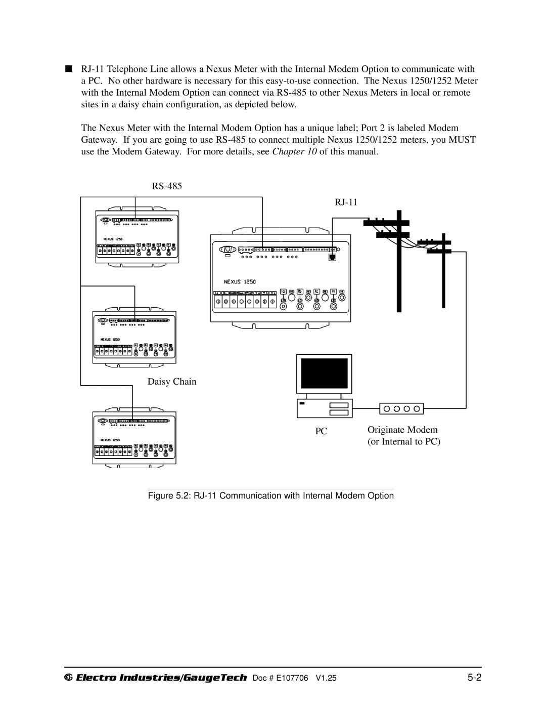 Electro-Voice 250, 1252 operation manual RJ-11 Communication with Internal Modem Option 