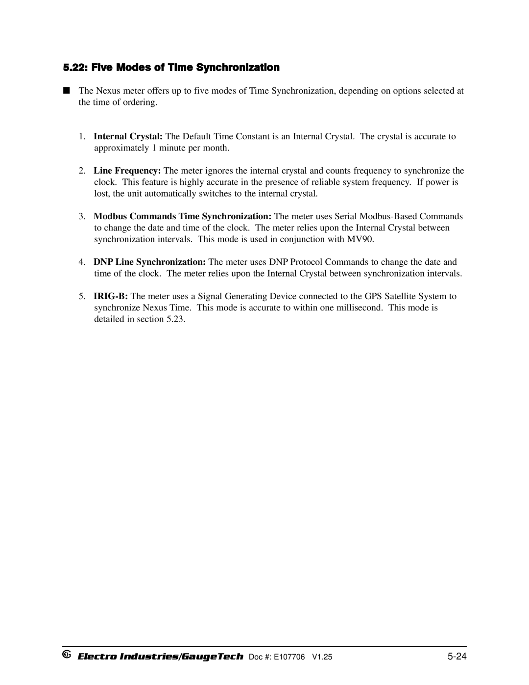 Electro-Voice 250, 1252 operation manual Five Modes of Time Synchronization 