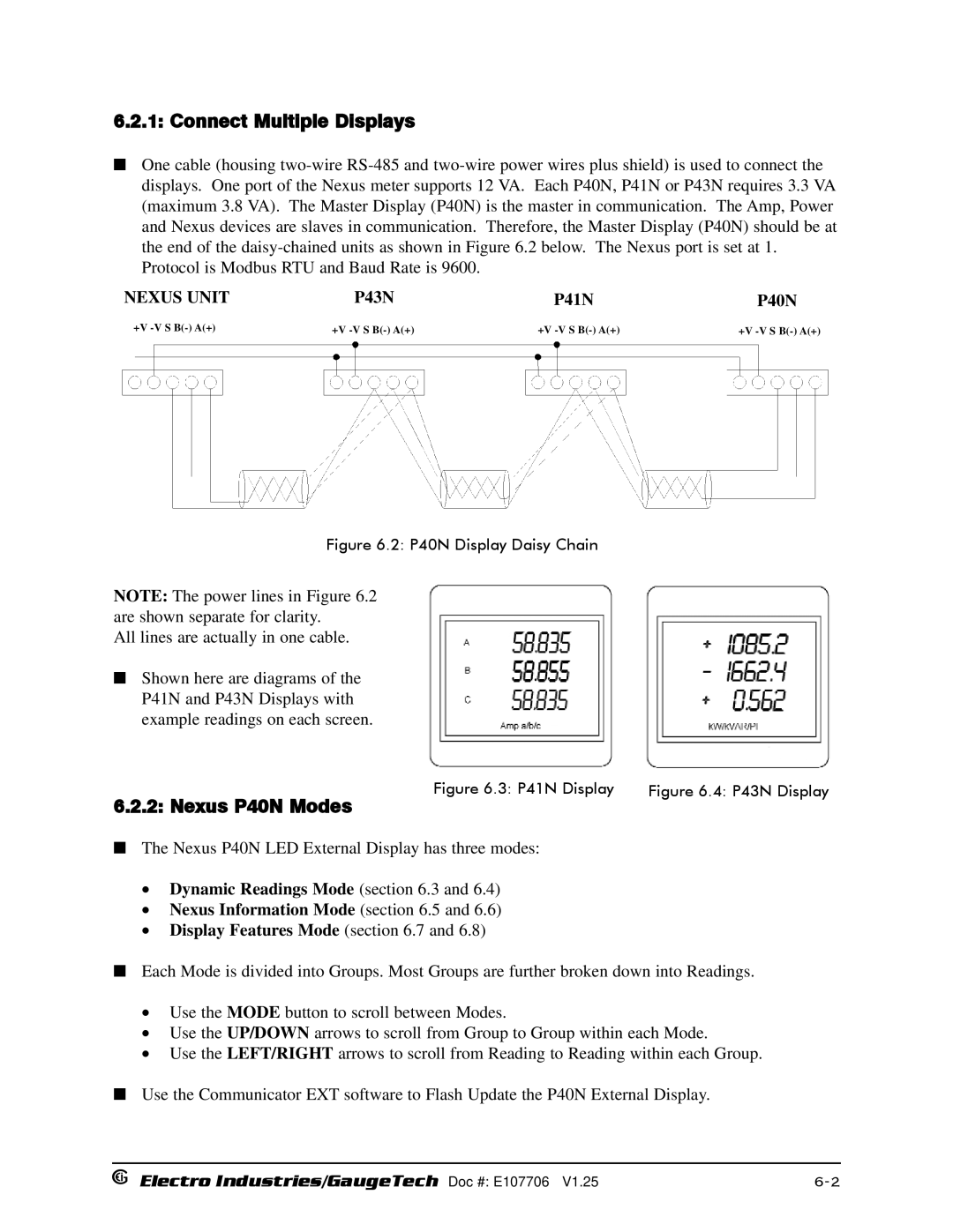 Electro-Voice 250, 1252 operation manual Connect Multiple Displays, Nexus P40N Modes, P41N 