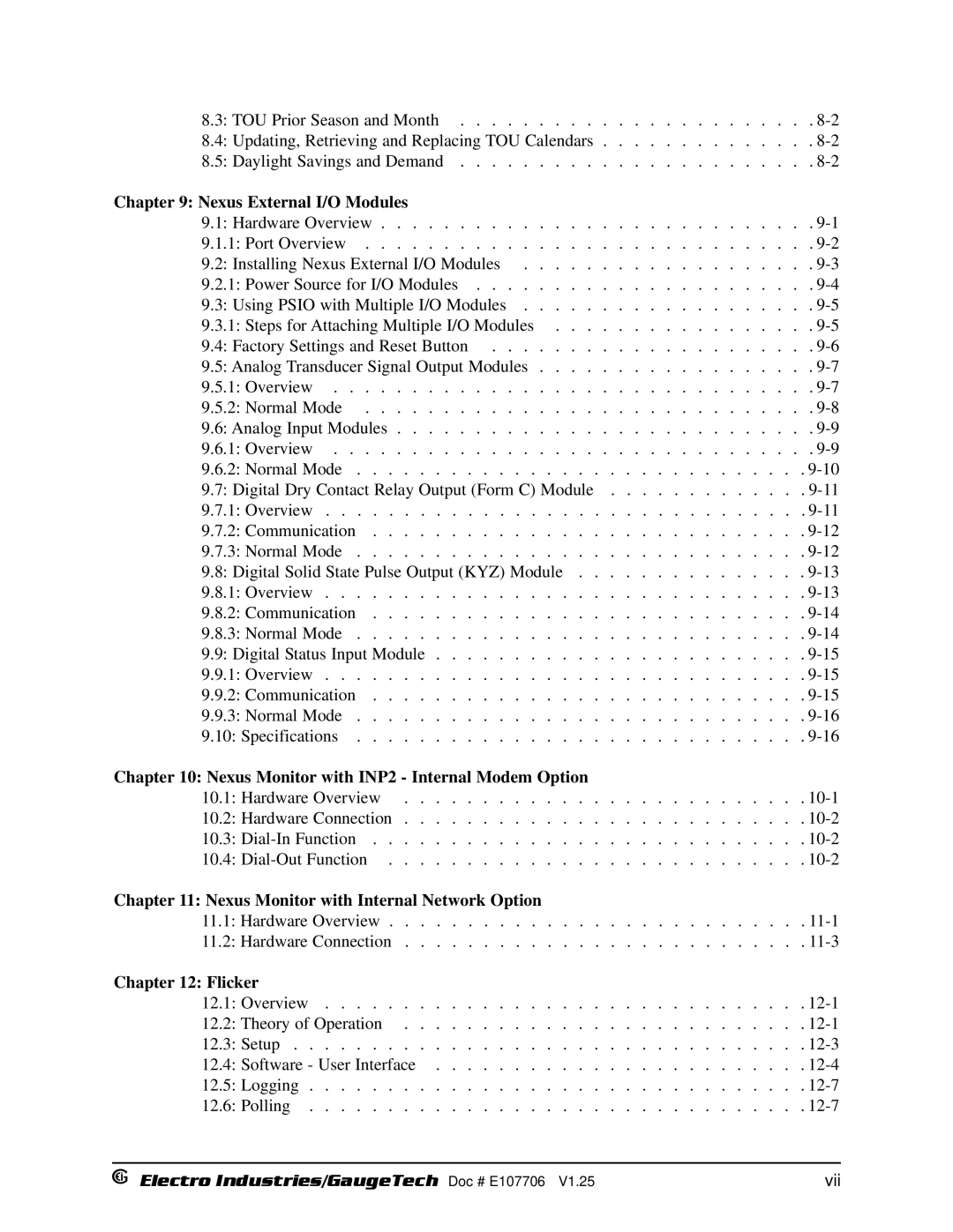 Electro-Voice 1252, 250 operation manual Nexus External I/O Modules, Nexus Monitor with INP2 Internal Modem Option, Flicker 