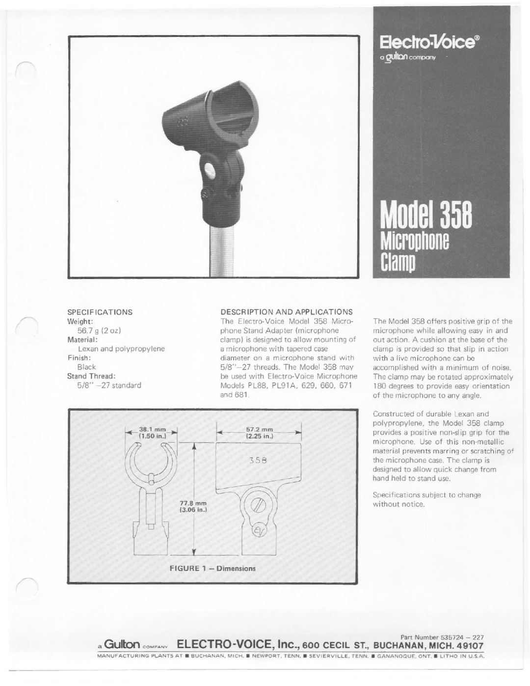 Electro-Voice 358 manual 