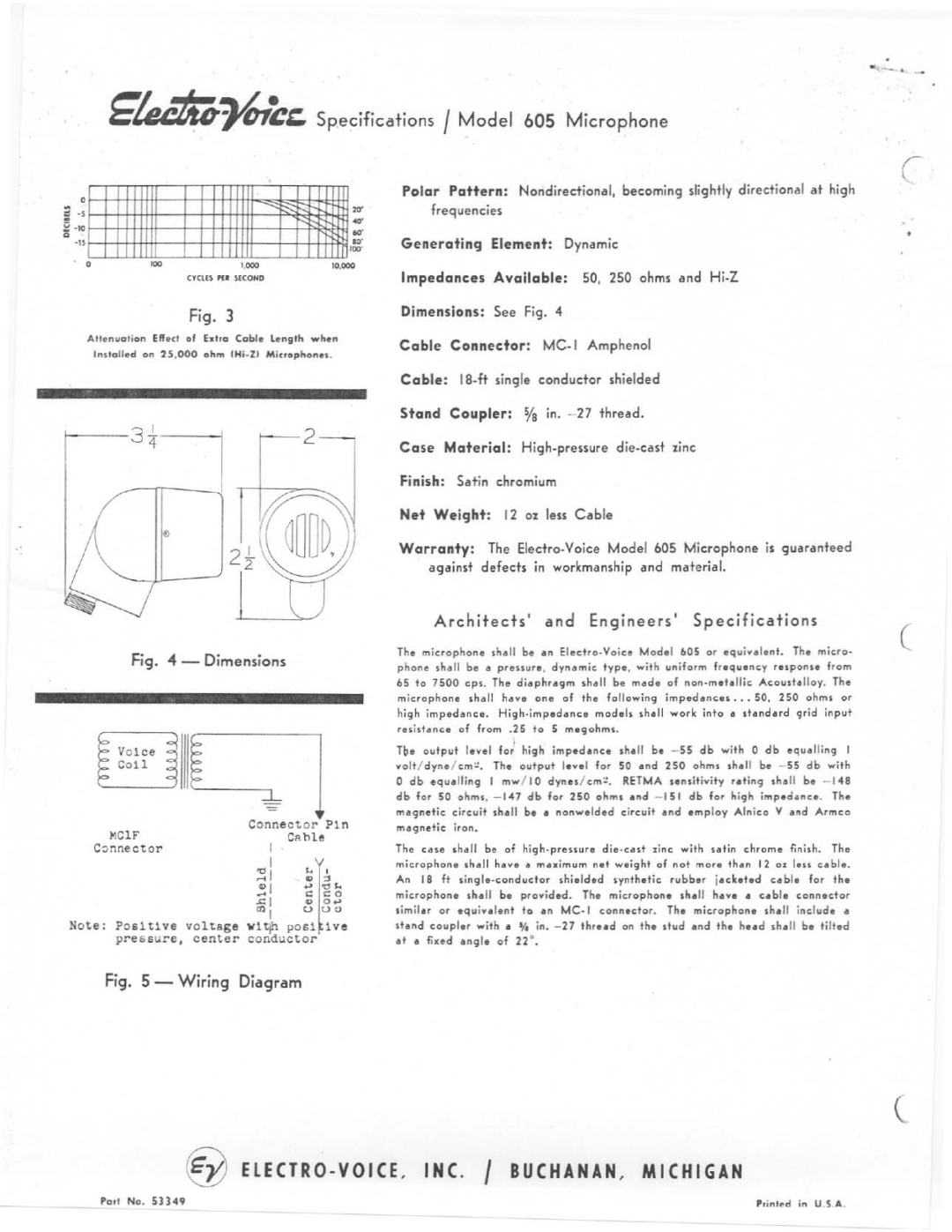 Electro-Voice 605 manual 