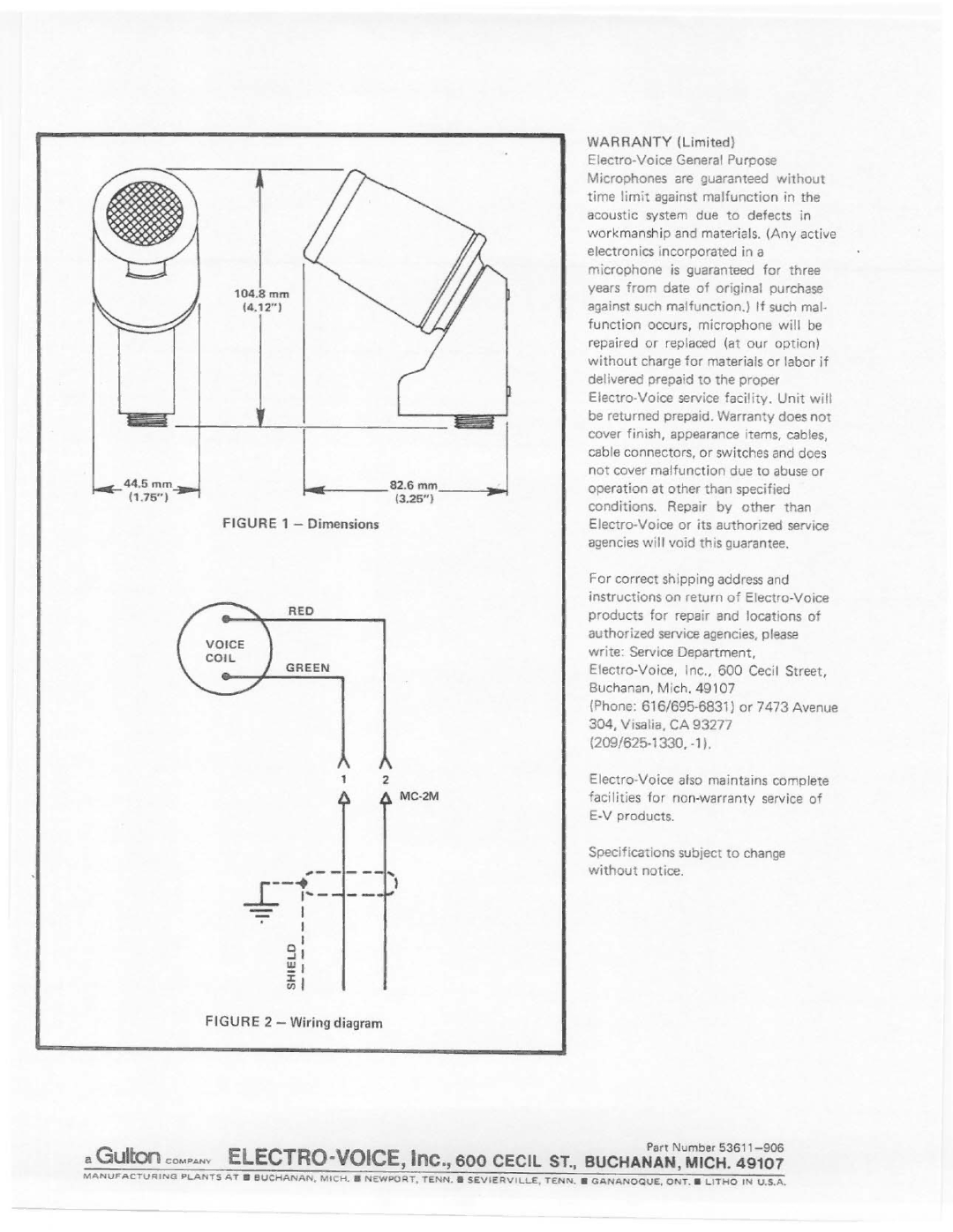 Electro-Voice 607 manual 