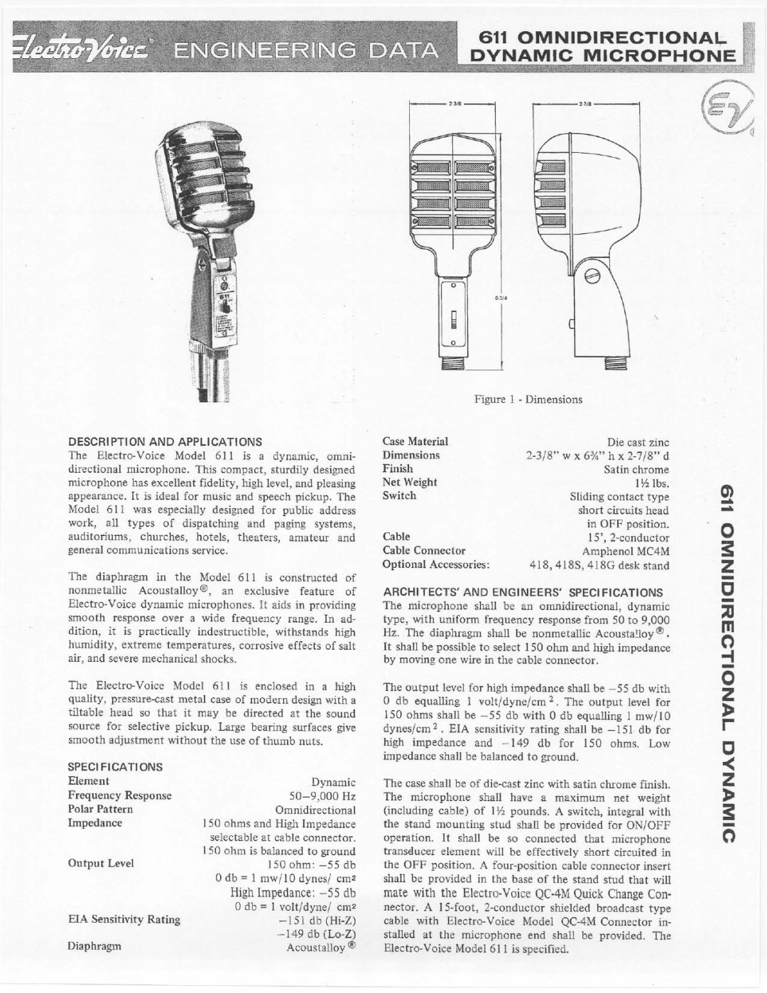 Electro-Voice 611 manual 