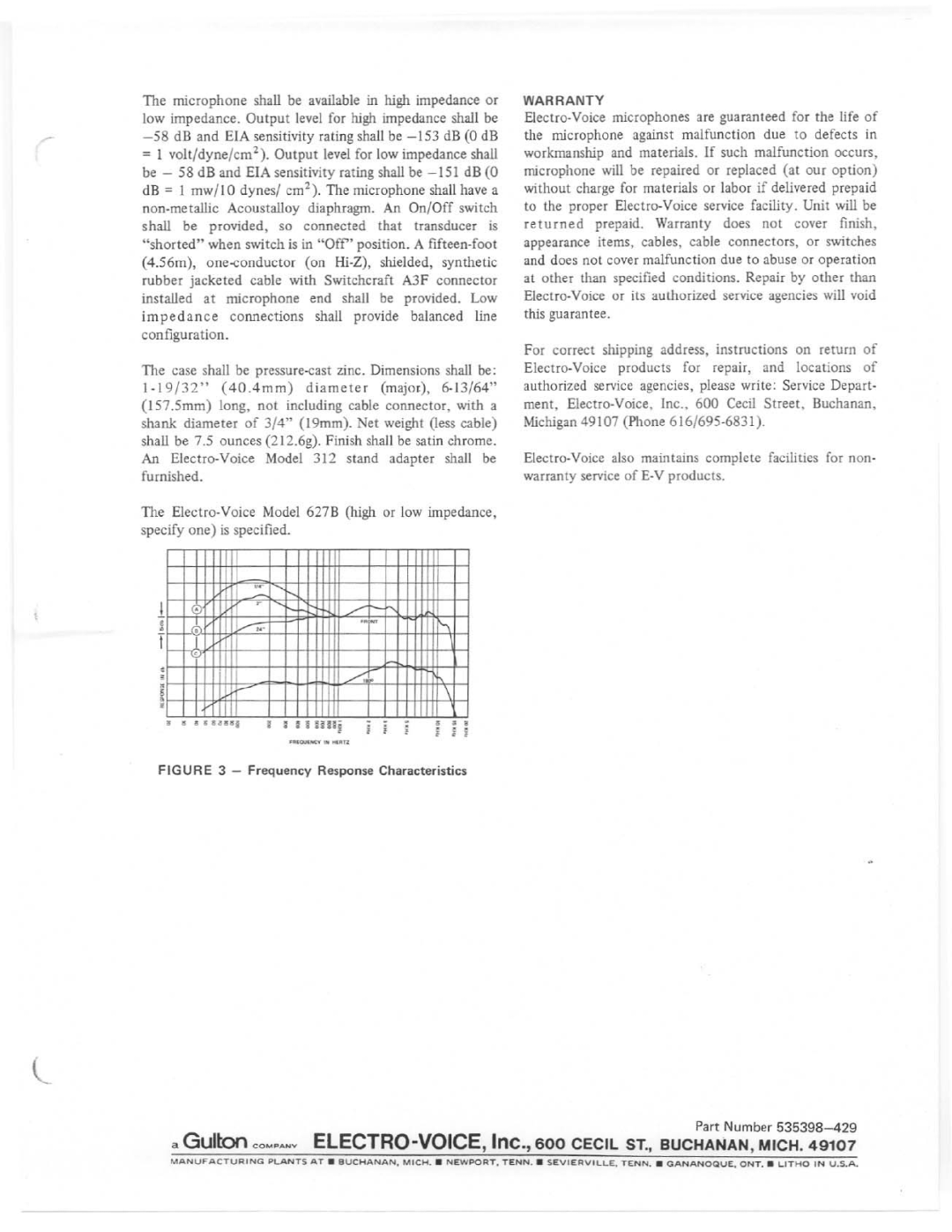 Electro-Voice 627B manual 