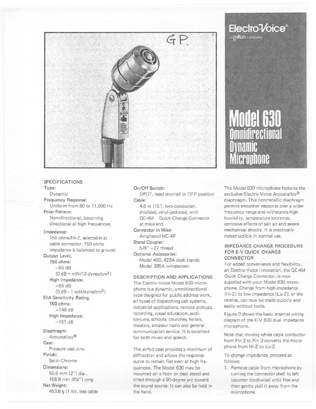 Electro-Voice 630 manual 