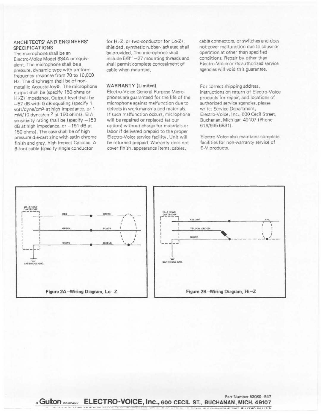 Electro-Voice 634A manual 