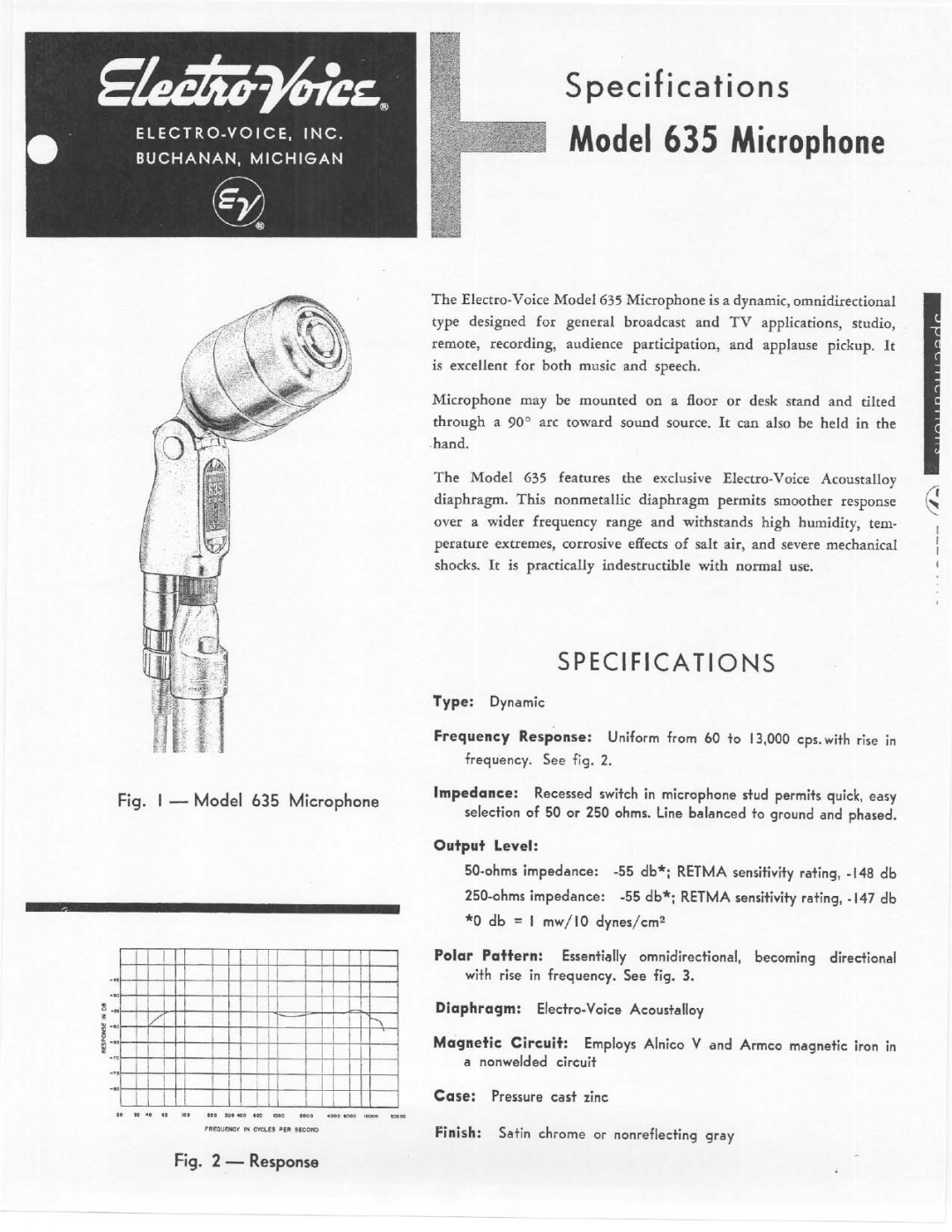 Electro-Voice 635 manual 