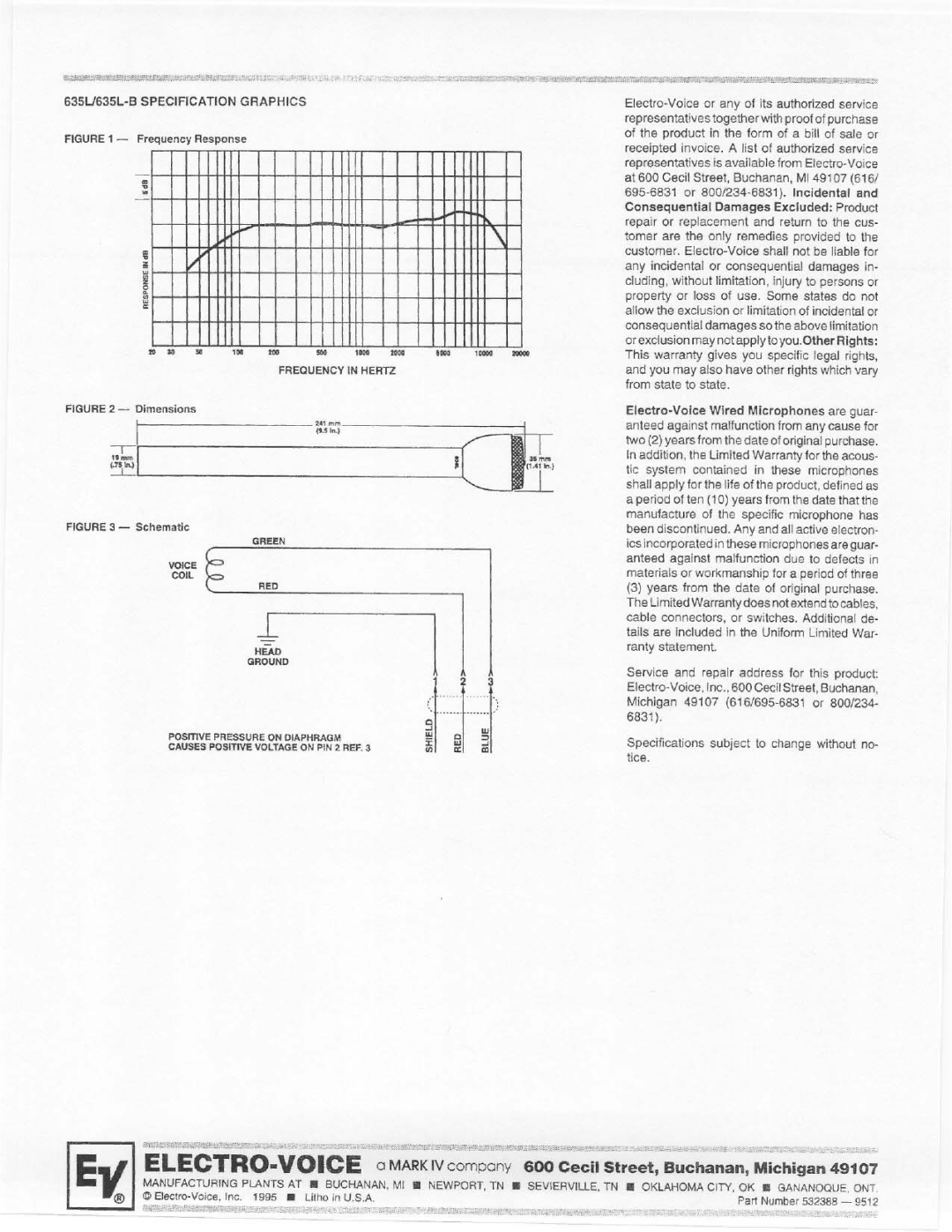 Electro-Voice 635LB manual 