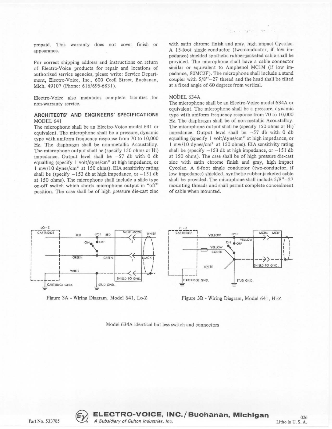 Electro-Voice 641 manual 