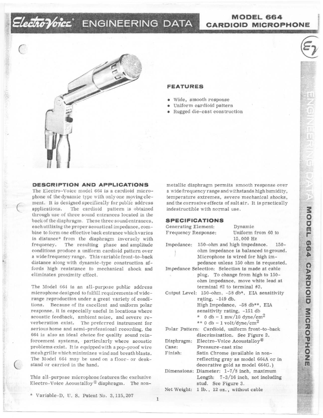 Electro-Voice 664 manual 