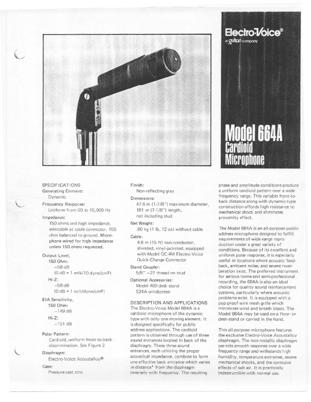 Electro-Voice 664A manual 