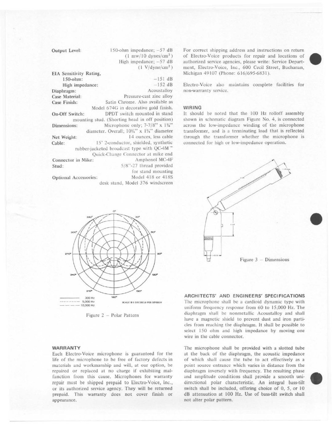 Electro-Voice 674 manual 