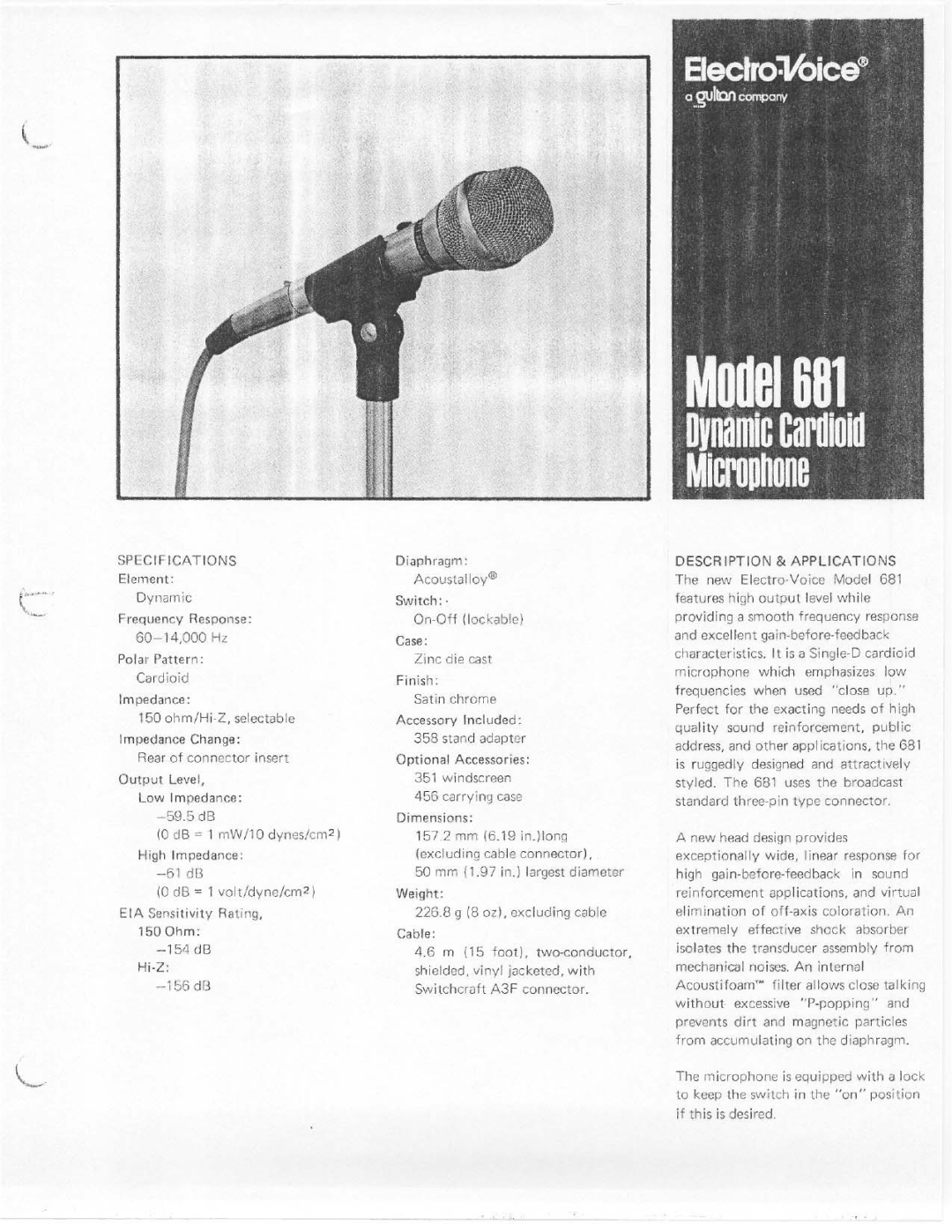 Electro-Voice 681 manual 