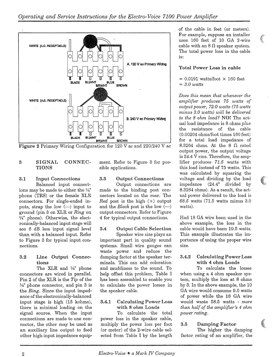 Electro-Voice 7100 manual 