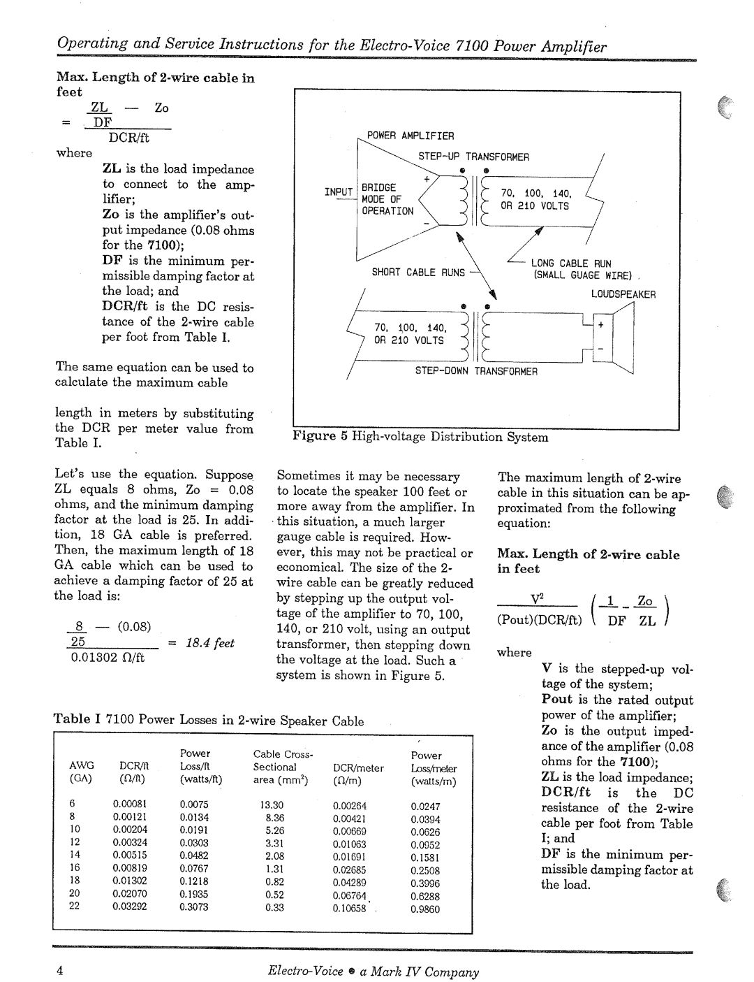 Electro-Voice 7100 manual 