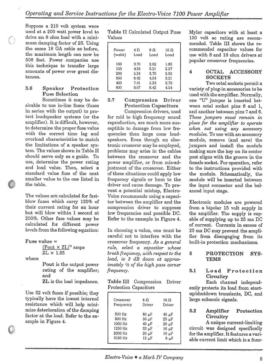 Electro-Voice 7100 manual 