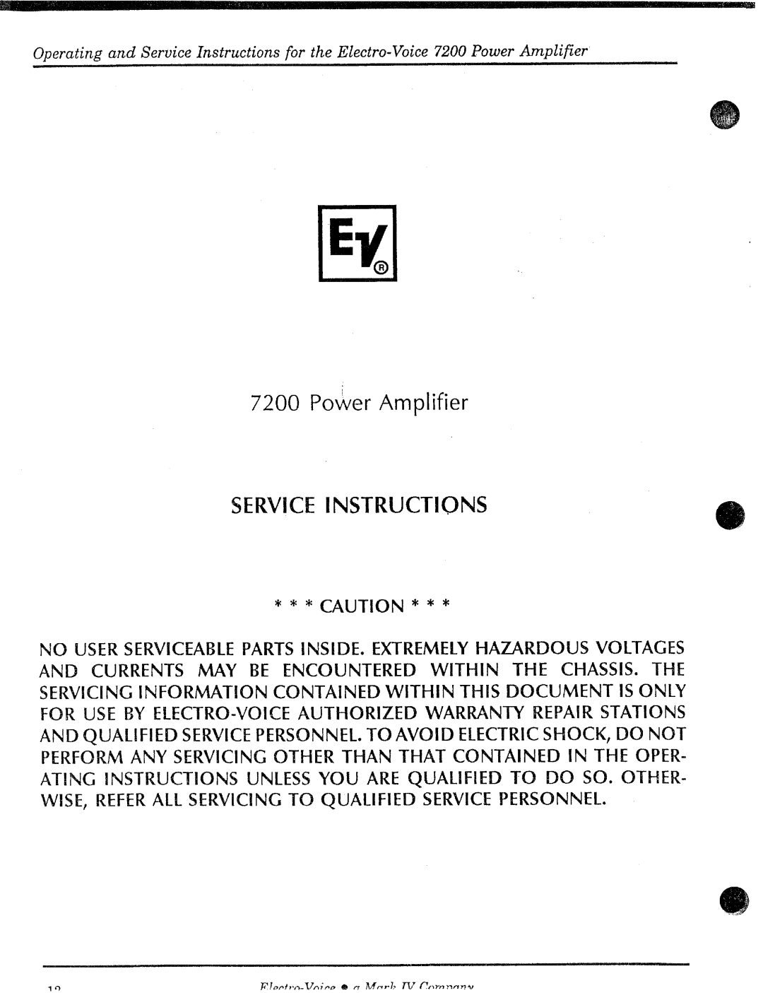 Electro-Voice 7200 manual 