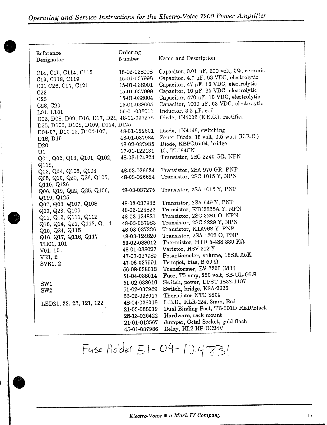 Electro-Voice 7200 manual 